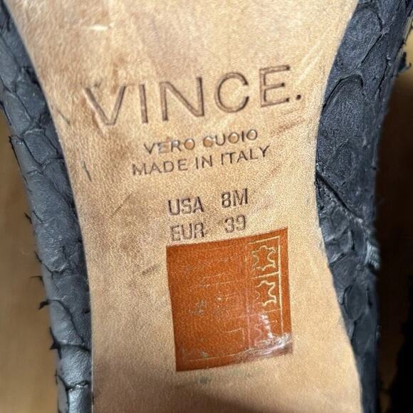 Vince Womens Leather Textured Boho Snake Zip Block Booties Black 8M EUR 39 - Picture 5 of 11